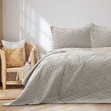 Restilo Sivo-bež prošiven prekrivač od samta 220x240 cm Laila – | shoptok.hr