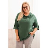Kesi Włoski Women's Plus Size loose-fitting blouse with a water neckline dark green Cijene