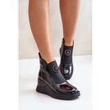 S. BARSKI Leather Wedge Ankle Boots D&A Black Cene