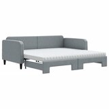 vidaXL Izvlečna dnevna postelja z vzmetnicami siva 100x200 cm blago, (20929808) Cene
