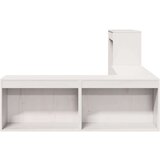 vidaXL Nočna omarica z mizo bela 222x107x75 cm trdna borovina | Shoptok.si