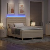  LED Box Spring Krevet s uzglavljem Krema 140 x 200 cm tkanina | shoptok.hr