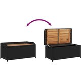  Klupa za pohranu crna 100x50x52 cm poliratan i bagremovo drvo | shoptok.hr
