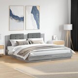 Maison Chic Posteljni okvir - Dvoposteljna postelja - Zakonska postelja z vzglavjem in LED siva sonoma 160x200 cm, (21696856) | Shoptok.si