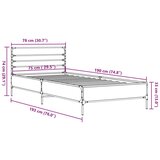  Okvir za krevet boja hrasta 75x190 cm konstruirano drvo i metal | shoptok.hr