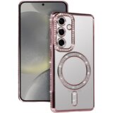 Silikonski ovitek MagSafe za Samsung Galaxy A56 5G - prozorno roza z bleščicami | Shoptok.si