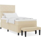vidaXL Madrac s kutijom s madracem i klupom krem 100x200 cm Tkanina | shoptok.hr