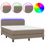  box spring s madracem LED smeđesivi 140x190 cm tkanina | shoptok.hr