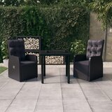  3-dijelni vrtni blagovaonski set s jastucima crni | shoptok.hr