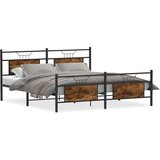 Metalni Kovinski posteljni okvir brez vzmetnice dimljen hrast 183x213cm, (21829113) | Shoptok.si