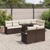  Set od 9 komada vrtnih sofa s jastučićima smeđe poliratana | shoptok.hr