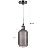 Brilagi LED luster na sajli RETRO GLASS 1xE27/60W/230V prečnik 14 cm crna/dimno-siva Slike