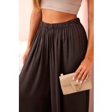 Kesi Włoski Women's wide trousers with elastic waistband brown | shoptok.hr