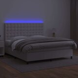  Krevet box spring s madracem LED bijeli 160x200 cm umjetna koža | shoptok.hr