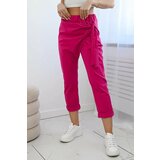 Kesi Trousers with asymmetrical fuchsia tie at the front cene