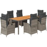  7-dijelni vrtni blagovaonski set sivi od poliratana Siva Dužina stola 190 cm | shoptok.hr