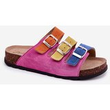 Panto Fino Ladies Suede Slippers With Buckles Fuksja | shoptok.hr