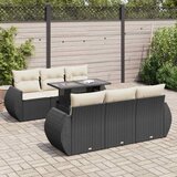 Maison Chic Seti vrtnega pohištva - Vrtna garnitura - Vrtni pohištvo set 7-delna z blazinami črn poli ratan, (21801718) | Shoptok.si