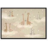  Slika - Love - Colorful Giraffes Floating on Clouds Among Hearts and Stars 60x40 U crnom drvenom okviru | shoptok.hr