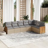 Maison Chic Seti vrtnega pohištva - Vrtna garnitura - Vrtni pohištvo set 7-delna z blazinami bež poli ratan, (21802516) | Shoptok.si
