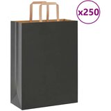 vidaXL Papirnate vrečke 250 kosov z ročaji črne barve 26x12x35 cm | Shoptok.si