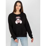 Fashion Hunters Women's sweatshirt with teddy bear - black Cene