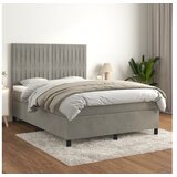  Box spring postelja z vzmetnico svetlo siv 140x190 cm žamet | Shoptok.si