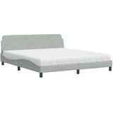 Krevet s madracem Dover svjetlosivi 180x200 cm baršunasti | Eponuda.com