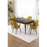 Hanah home trpezarijski set Pir, sto i 4 stolice, ploča u dekoru drveta Baroque, senf žuta tkanina Babyface | Eponuda.com