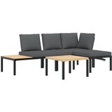vidaXL Vrtna sedežna garnitura z blazinami 4-delna črn aluminij, (21316532) | Shoptok.si