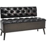 The Living Store Klupa za pohranu s naslonom 110 cm crna od umjetne kože | shoptok.hr