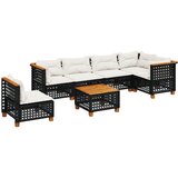  7-dijelni set vrtnih sofa od poliratana s jastucima crni Crna 55 x 55 x 36 cm | shoptok.hr