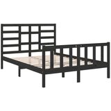  Posteljni okvir črn iz trdnega lesa 140x190 cm, (20643426) | Shoptok.si