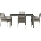  5-dijelni set za objedovanje na otvorenom s jastučićima siva poli ratan | shoptok.hr