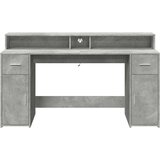 vidaXL Pisalna miza z LED lučkami betonsko siva 160x55x91 cm inž. les | Shoptok.si