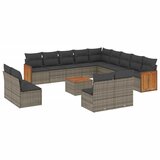  The Living Store Vrtna sedežna garnitura 14-delna z blazinami siv poli ratan - Vrtna Sedežna Garniture, (21450993) | Shoptok.si
