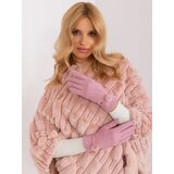 Fashion Hunters Light pink women's gloves with pompom Cene