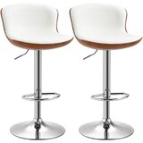 HOMCOM barski stol umetno usnje, kovina 50D x 46Š x 85 106V cm Krem bel+Srebrn, (5000242656) | Shoptok.si