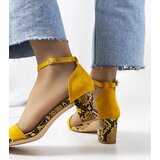 Gemre Yellow block-heeled sandals in snake pattern Azevedo | ePonuda.com