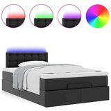 vidaXL Otomanski posteljni okvir z vzmetnico črn 120x200 cm um. usnje | Shoptok.si
