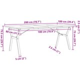  Blagovaonski stol Y-oblika 200x100x75,5cm od borovine i čelik | shoptok.hr