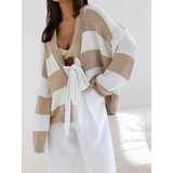 Cocomore White and beige cardigan with tie cene