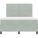 vidaXL Box Spring Postelja z Blazino Svetlo Siva 140x200 cm Žamet | Shoptok.si