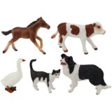  Rural Animals Figure Set 5 Pieces Horse Cow Cat Goose Dog | Shoptok.si