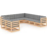 vidaXL 9-dijelna vrtna garnitura od masivne borovine s jastucima | shoptok.hr