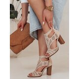 DStreet Sandały damskie na słupku ELENORA beżowe | Shoptok.si