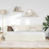  Kutni okvir kreveta s uzglavljem Krema 80 cm x 200 cm Baršun | shoptok.hr