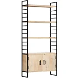 Knjižna omara 4-nadstropna 80x30x180 cm trden mangov les
