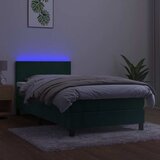  box spring s madracem LED tamnozeleni 90x190 cm baršun | shoptok.hr