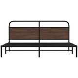 Metalni Kovinski posteljni okvir brez vzmetnice rjavi hrast 183x213 cm, (21610423) | Shoptok.si